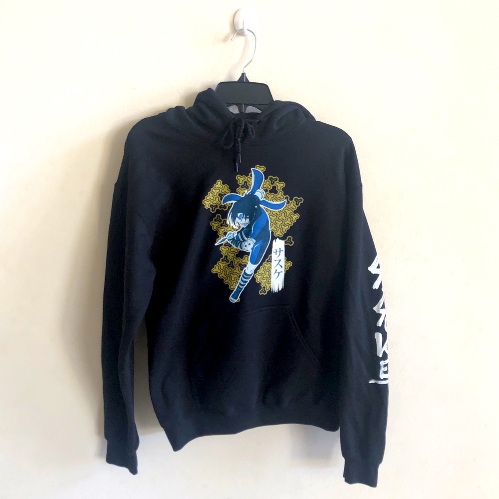 Young Sasuke Uchiha Black Graphic Anime Hoodie
